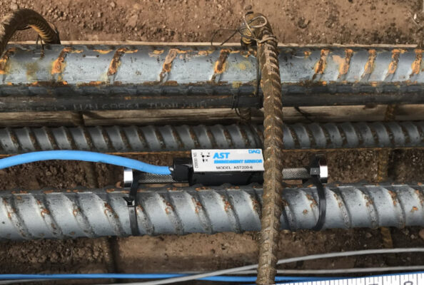 AST Module Attached to Steel Reinforcement Cage of Test Pier